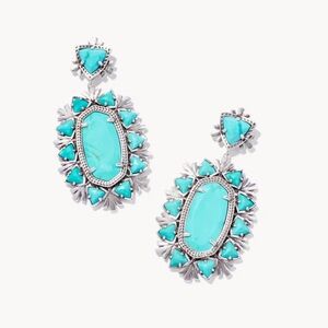 Kendra Scott Yellow Rose Havana Vintage Silver Statement Earrings Turquoise